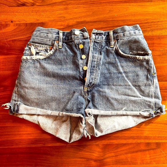 Agolde Pants - Agolde Dee Cuff Off Denim High Waisted Shorts - 28